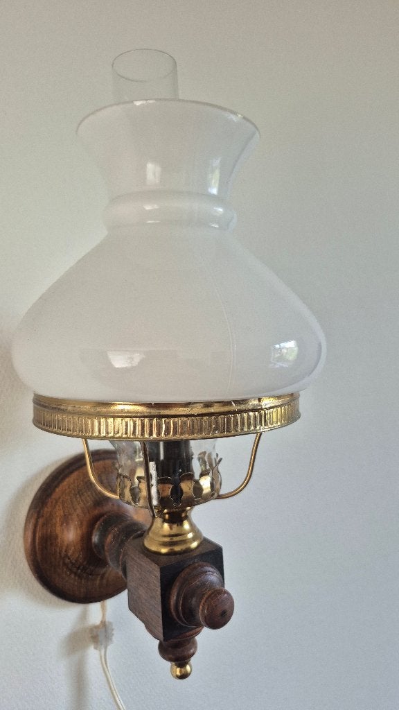Vintage messing wandlamp, Huis en Inrichting, Lampen | Wandlampen, Bruin, E14 (klein), Ophalen of Verzenden, Zo goed als nieuw