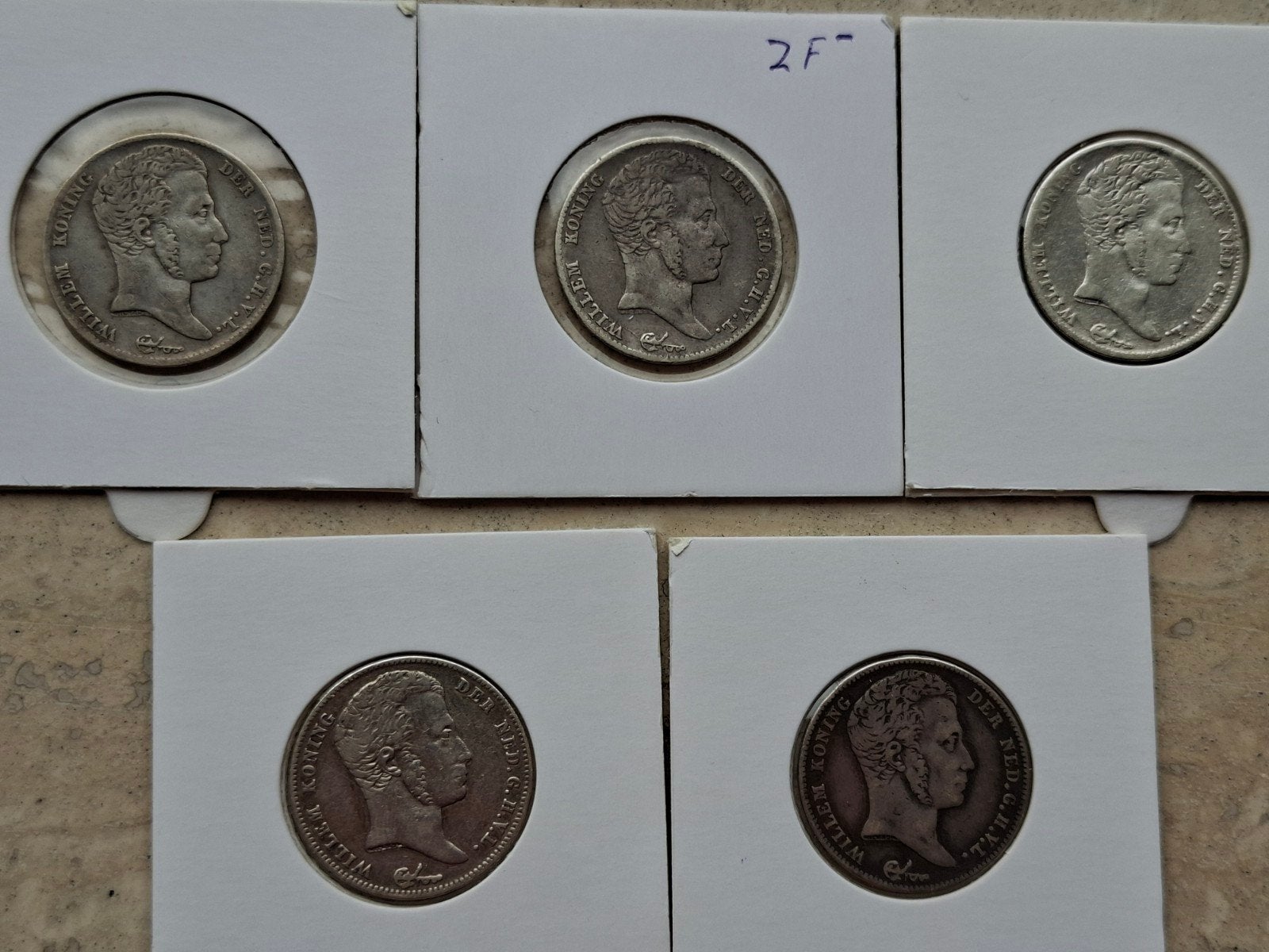 Serie 1/2 gulden 1818 1819 1822 1829 1830 willem 1 I, Postzegels en Munten, Munten | Nederland, ½ gulden, Setje, Zilver, Ophalen of Verzenden