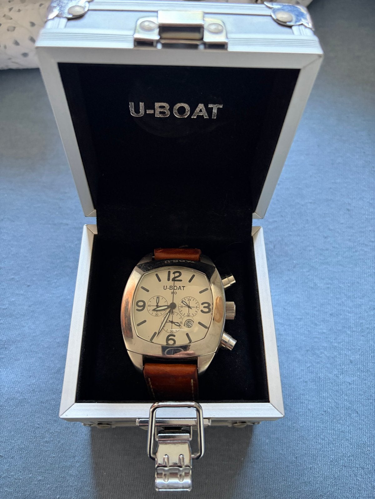 U-Boat IFO horloge chronograaf model B48-08 en lederen band, Staal, Polshorloge, Ophalen, Overige merken