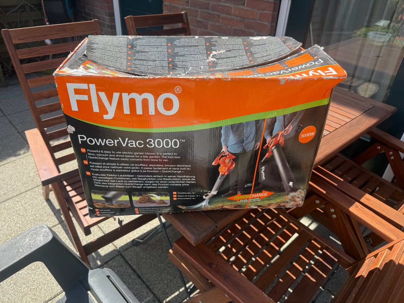Flymo PowerVac 3000 Bladblazer/Bladzuiger met versnipperfunc, Ophalen, Handgedragen, Zo goed als nieuw, Met opvangzak