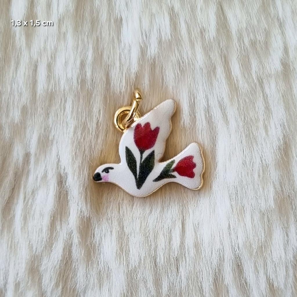 Bedel hanger vogel tulpen duif bloemen bird charm tulips, Overige merken, Overige materialen, Verzenden, Nieuw