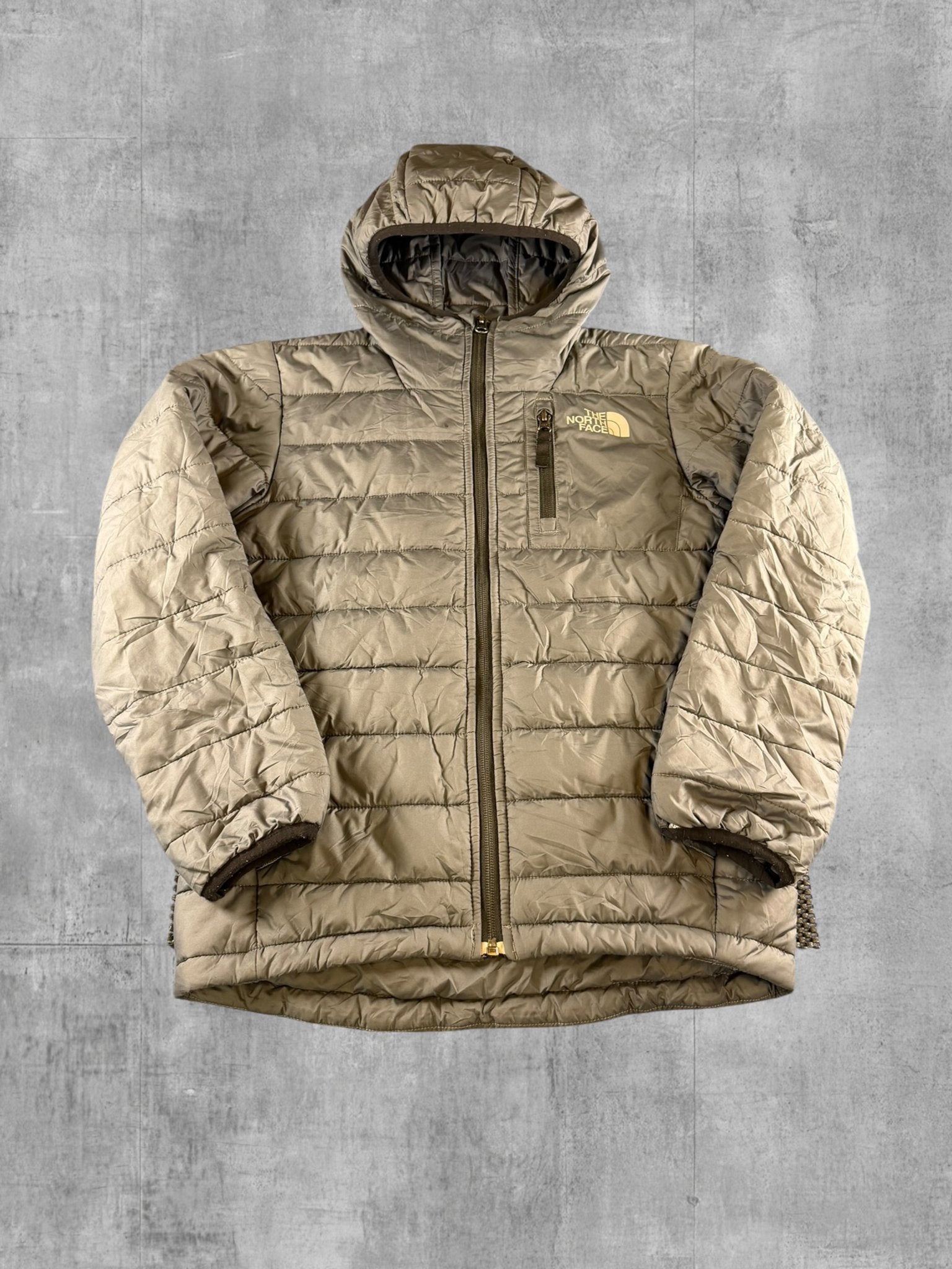 The North Face gewatteerde jas grijs kinderen maat M, Verzenden
