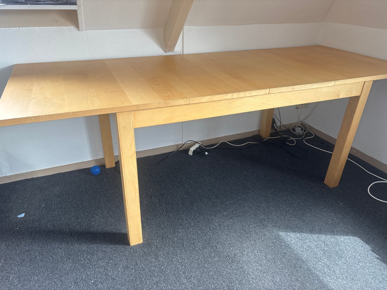 Uitschuifbare eettafel van licht hout, Ophalen, Gebruikt, 50 tot 100 cm, 150 tot 200 cm