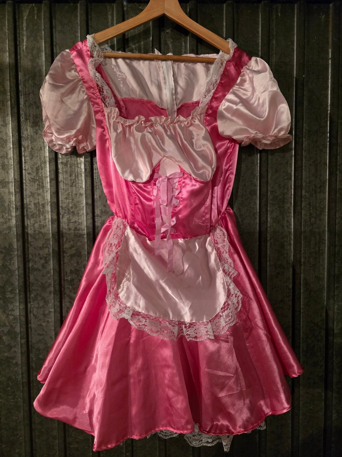 Roze  satijnen sissy Prinsessenjurk Carnaval/Verkleedfeest, Maat 38/40 (M), Carnaval, Verzenden, Zo goed als nieuw