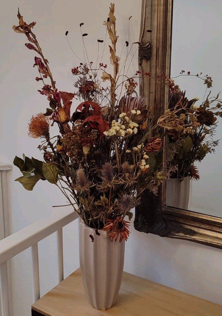 Droogbloemen, Vaas met bloemen, Huis en Inrichting, Woonaccessoires | Droogbloemen, Ophalen of Verzenden, Zo goed als nieuw