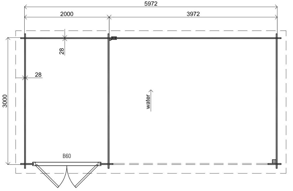 Fonteyn Basicline Roosmarijn met overkapping 600x300cm, 200 tot 400 cm, Verzenden, Blokhut, Nieuw
