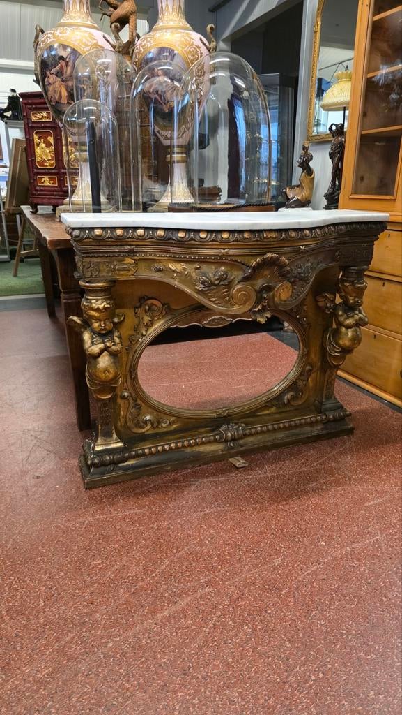 18e eeuwse wandtafel met cupidos, Antiek en Kunst, Antiek | Meubels | Tafels, Ophalen of Verzenden