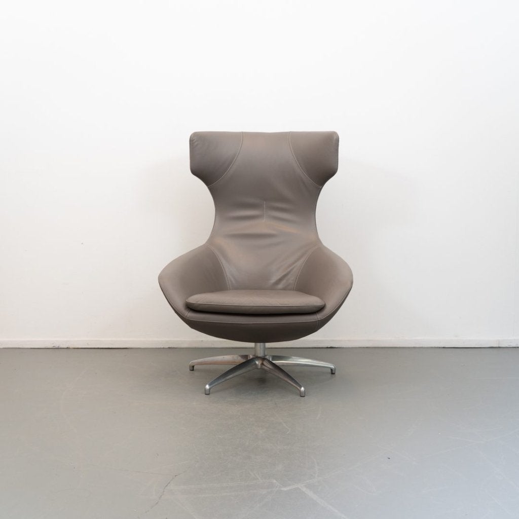 Leolux Caruzzo Plus Fauteuil Grijs/Beige Leer, Niet ingevuld, Zo goed als nieuw, Niet ingevuld, Niet ingevuld