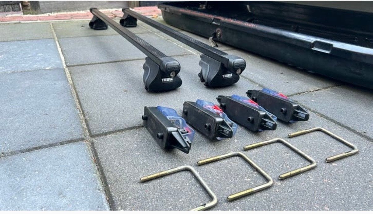 Dakkoffer met Thule dakdragers, Auto diversen, Dakkoffers, Ophalen, Gebruikt