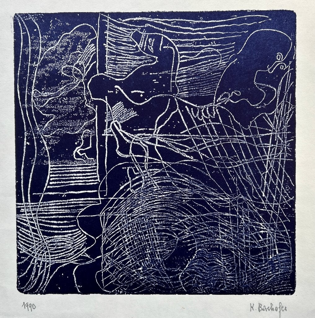 Zeefdruk K. Bachofer, Gesigneerd, Verzenden, Zeefdruk