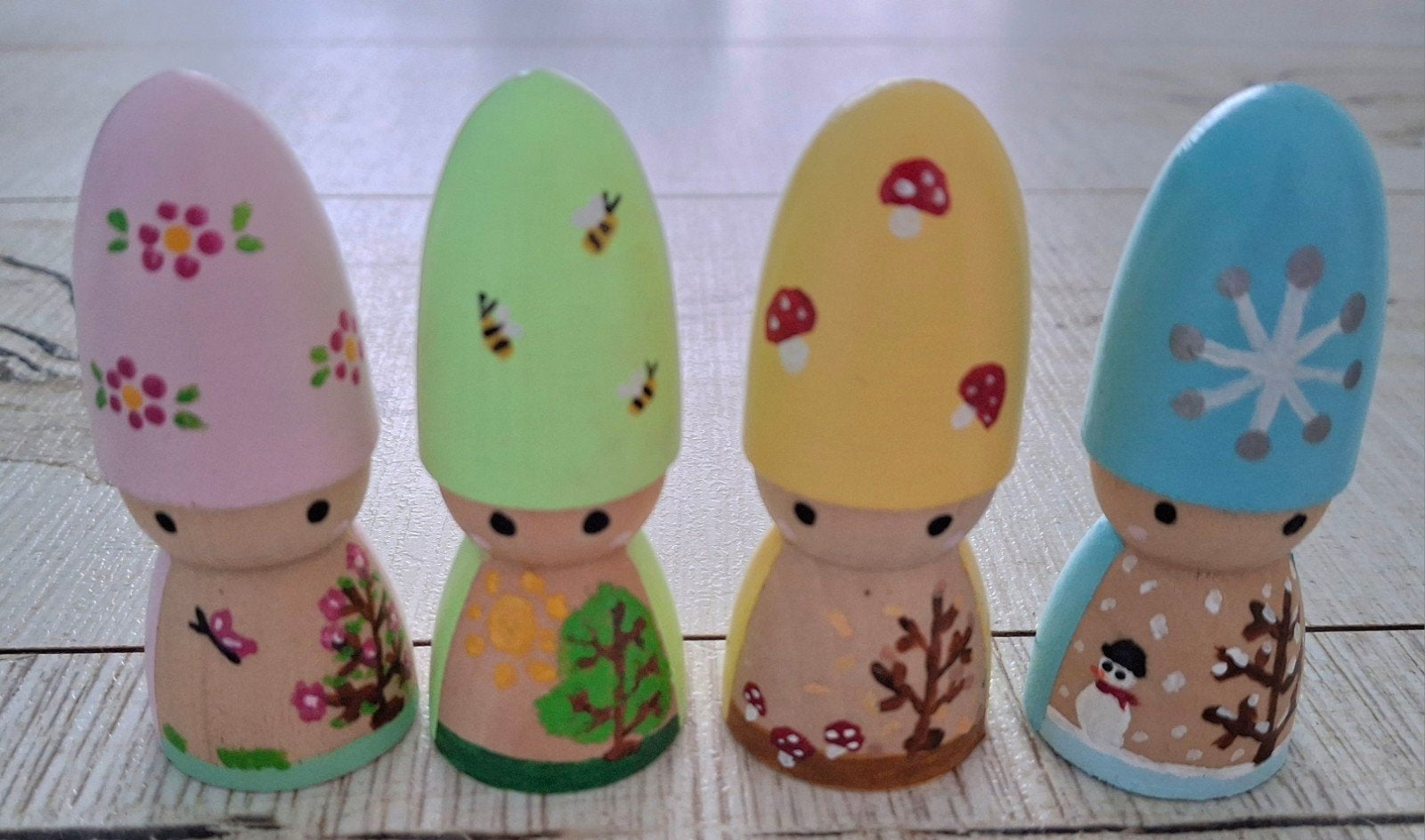 Houten pegdolls seizoenen ronde puntmuts, Kinderen en Baby's, Ophalen of Verzenden