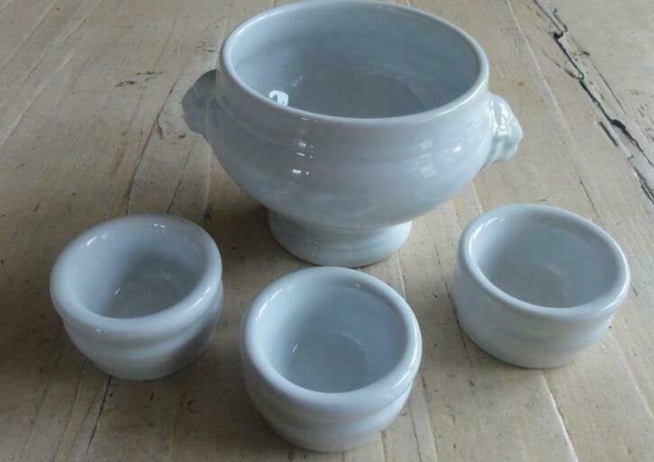 3 wit porseleinen boter potjes, sausjes, mayonaise, Huis en Inrichting, -, -, Ophalen of Verzenden, Zo goed als nieuw