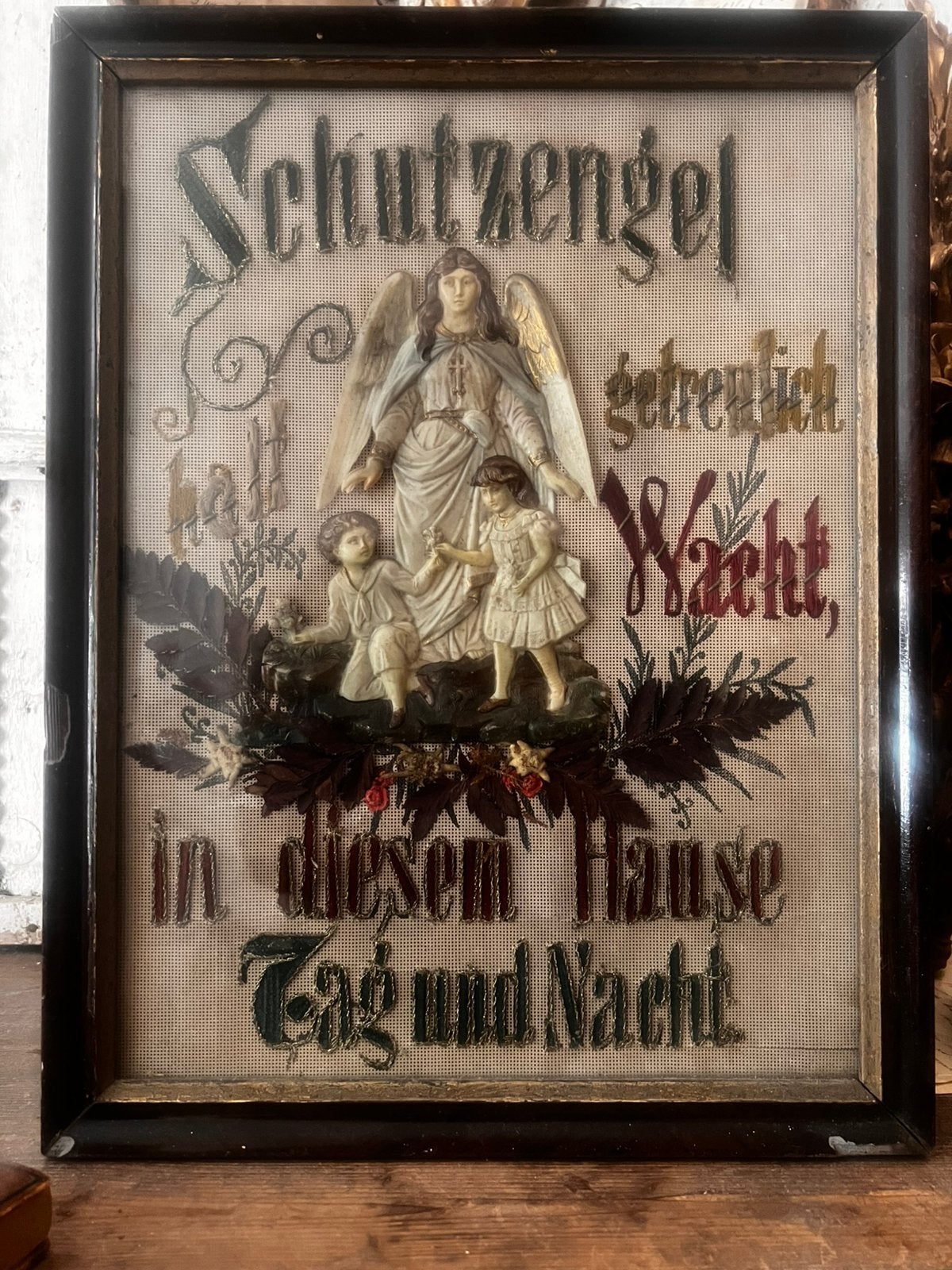Lijst beschermengel engel religie duits kerk antiek brocante, Antiek en Kunst, Ophalen of Verzenden