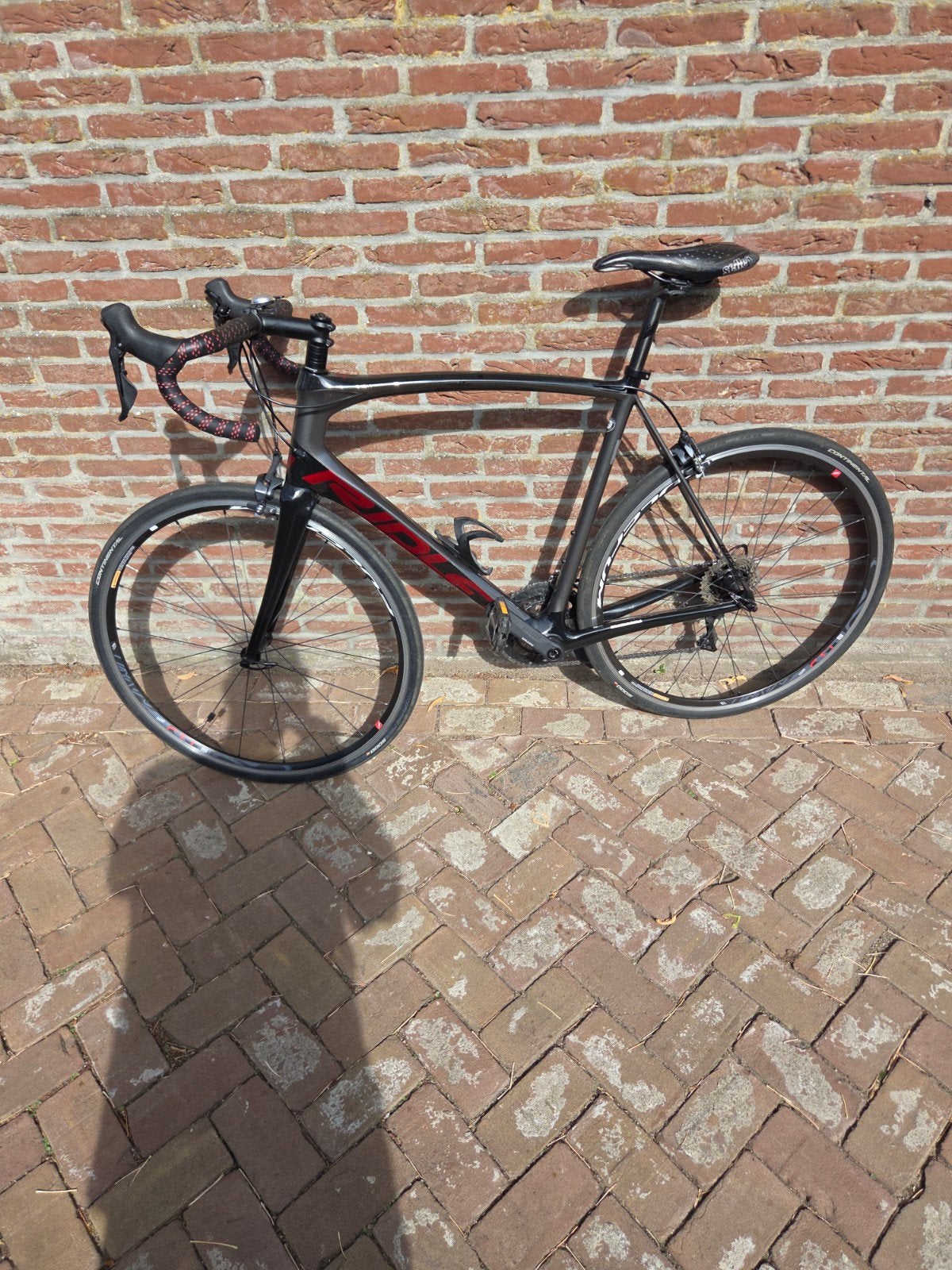 Ridley racefiets, carbon frame  maat L, 28 inch, Velgrem, Zo goed als nieuw, 57 tot 61 cm