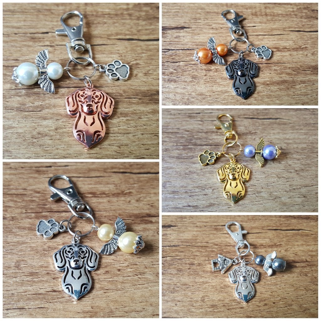 Sleutelhanger Teckel B Dachshund met beschermengeltje, Overige merken, Verzenden, Nieuw, Overige typen
