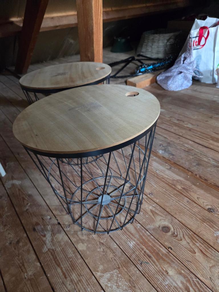 Set van 2 moderne bijzettafels met opbergruimte, Ophalen, Minder dan 45 cm, Gebruikt, Modern, Industrieel