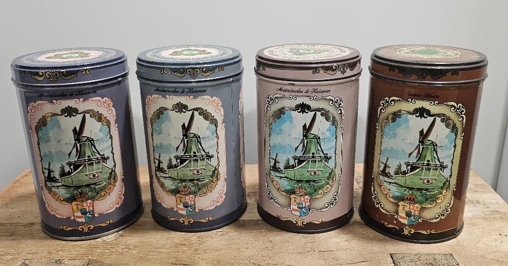 4 OUDE BROCANTE "ALBERT HEIJN" KOEKBLIKKEN, Ophalen of Verzenden, Gebruikt, Koek(jes), Overige merken