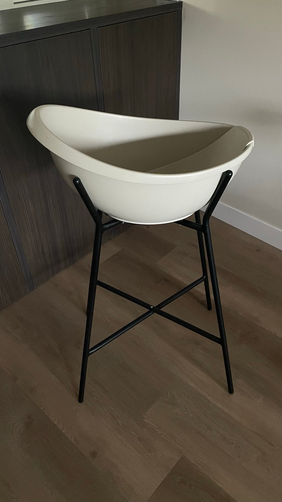 Puck baby badje met standaard - beige, Gebruikt, Badje, Standaard, Ophalen