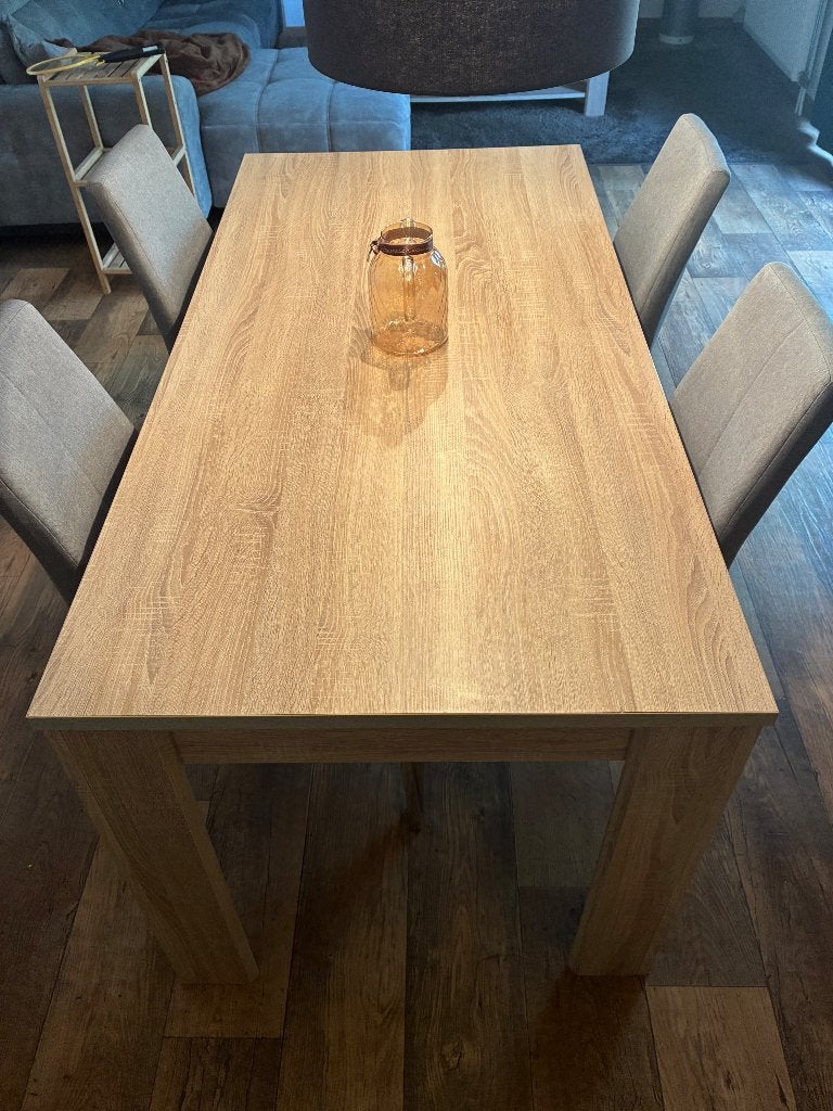 Eettafel salontafel set 4 stoelen, Ophalen, Gebruikt, 50 tot 100 cm, Rechthoekig