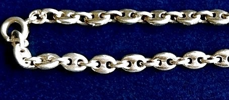 Lange zilveren ketting Maritieme / Koffieboonschakel, Antiek en Kunst, Antiek | Goud en Zilver, Ophalen of Verzenden, Zilver