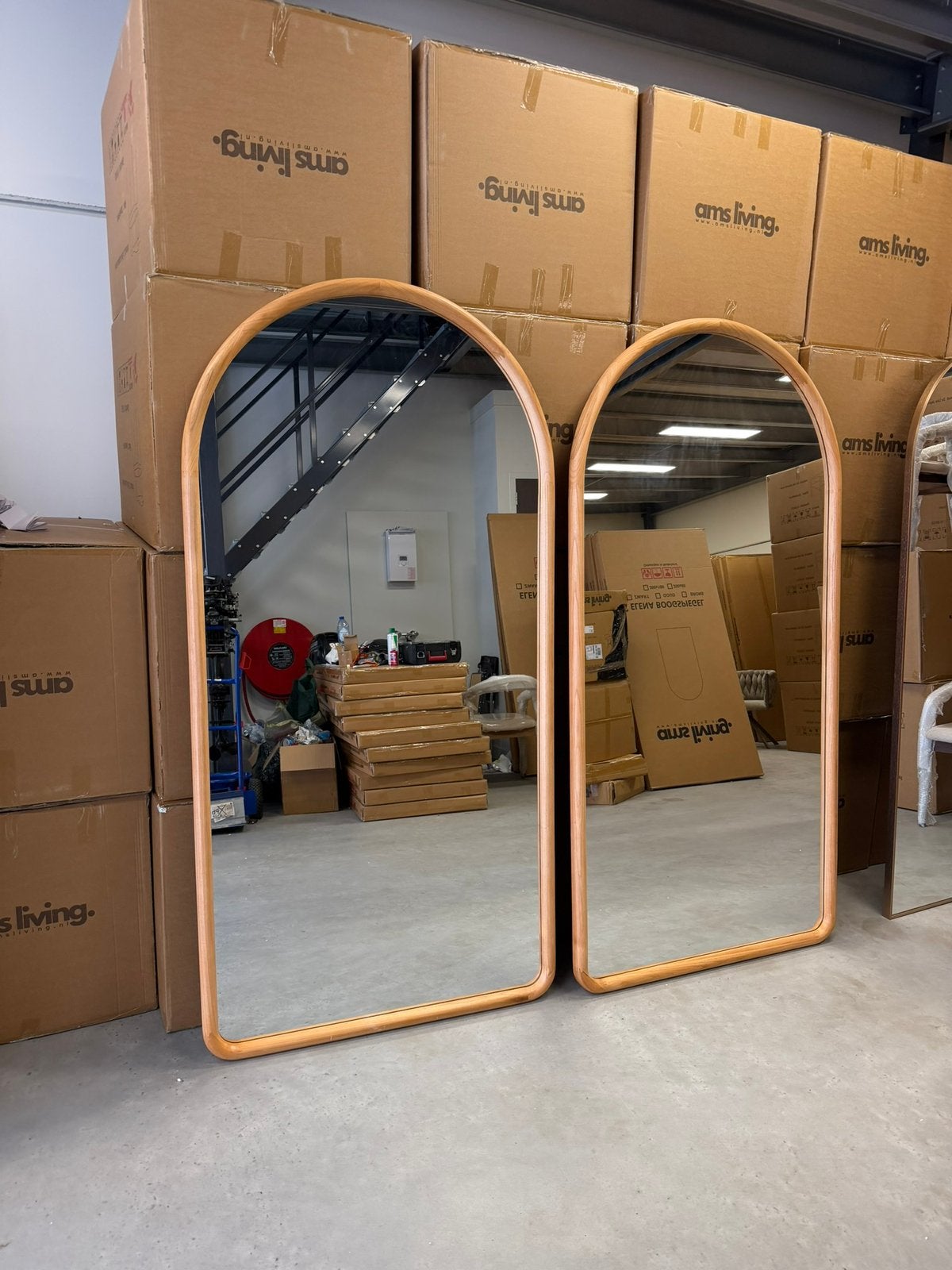 2x Japandi boogspiegel groot hout 200x100, Huis en Inrichting, Woonaccessoires | Spiegels, Ophalen, 200 cm of meer, Zo goed als nieuw