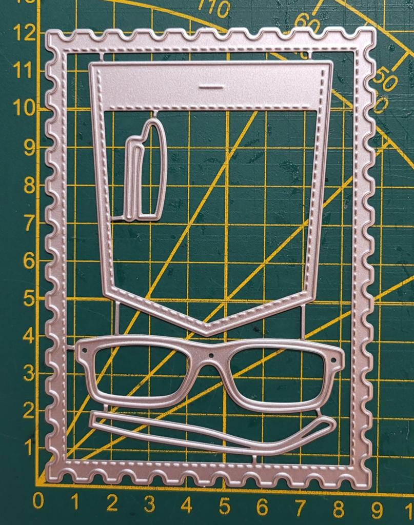 Snijmal  postzegel frame /broekzak/ bril/ pen, Hobby en Vrije tijd, Ophalen of Verzenden, Overige thema's, Pons of Mal