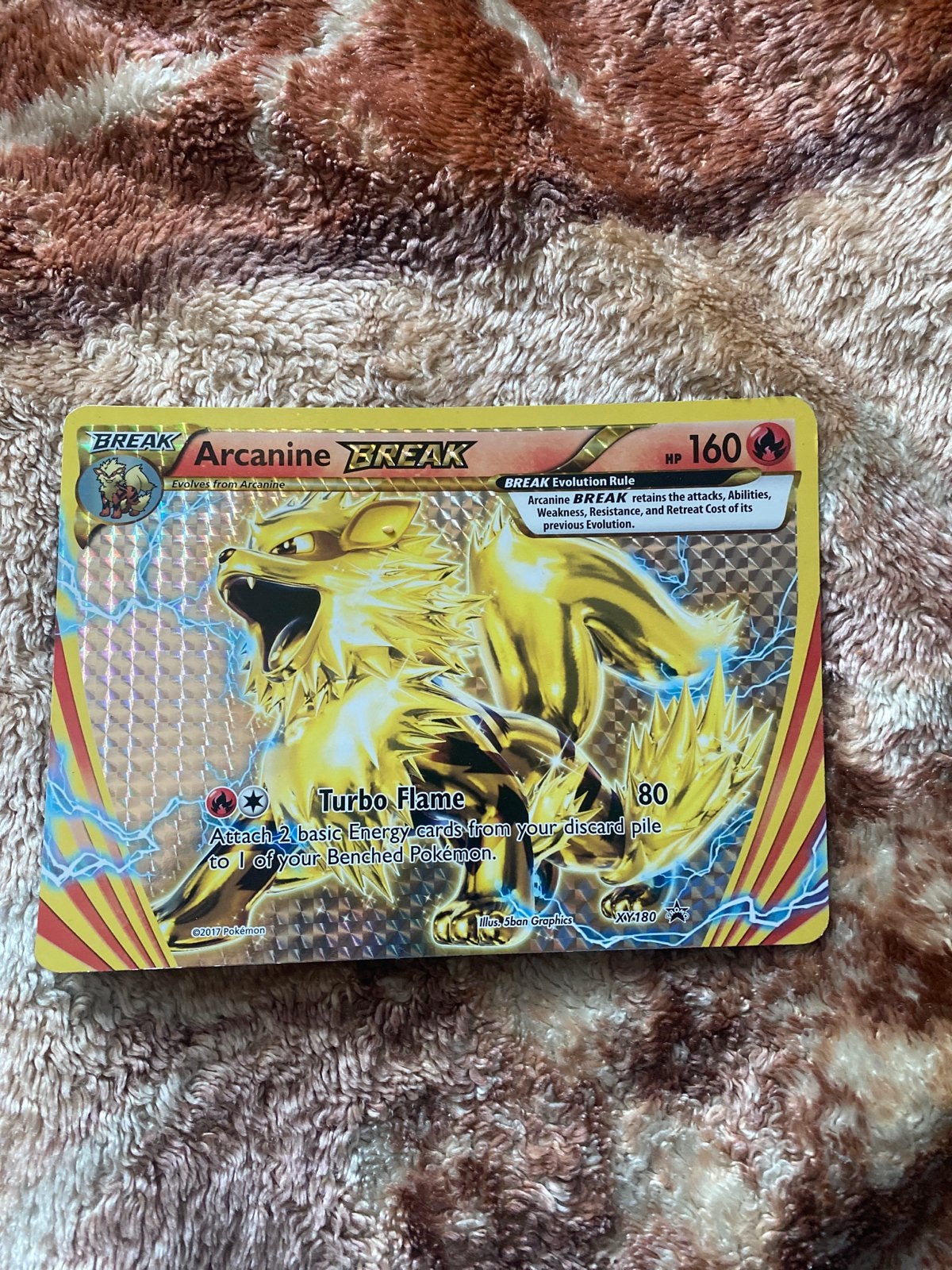 Arcanine BREAK Groot Pokémon Kaart - Zeldzaam en Glanzend, Ophalen of Verzenden, Zo goed als nieuw, Losse kaart, Foil