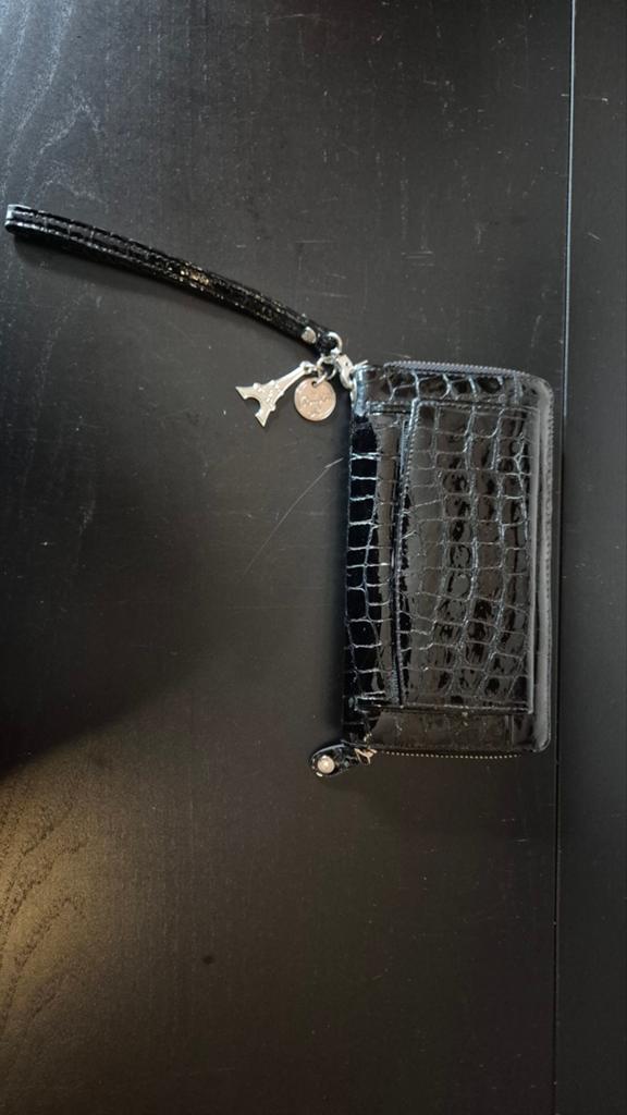 LouLou Essentiels portemonnee zwart croco met Eiffeltoren, Ophalen of Verzenden, Gebruikt, Zwart, Overige merken