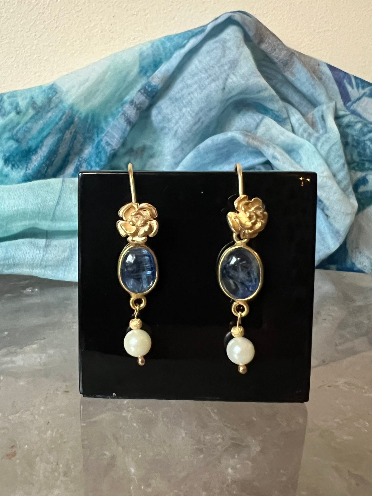 Kyaniet AKOYA zoutwater parel beschermt aura intuïtie magie, Blauw, Magnolia11, Nieuw, Ophalen of Verzenden
