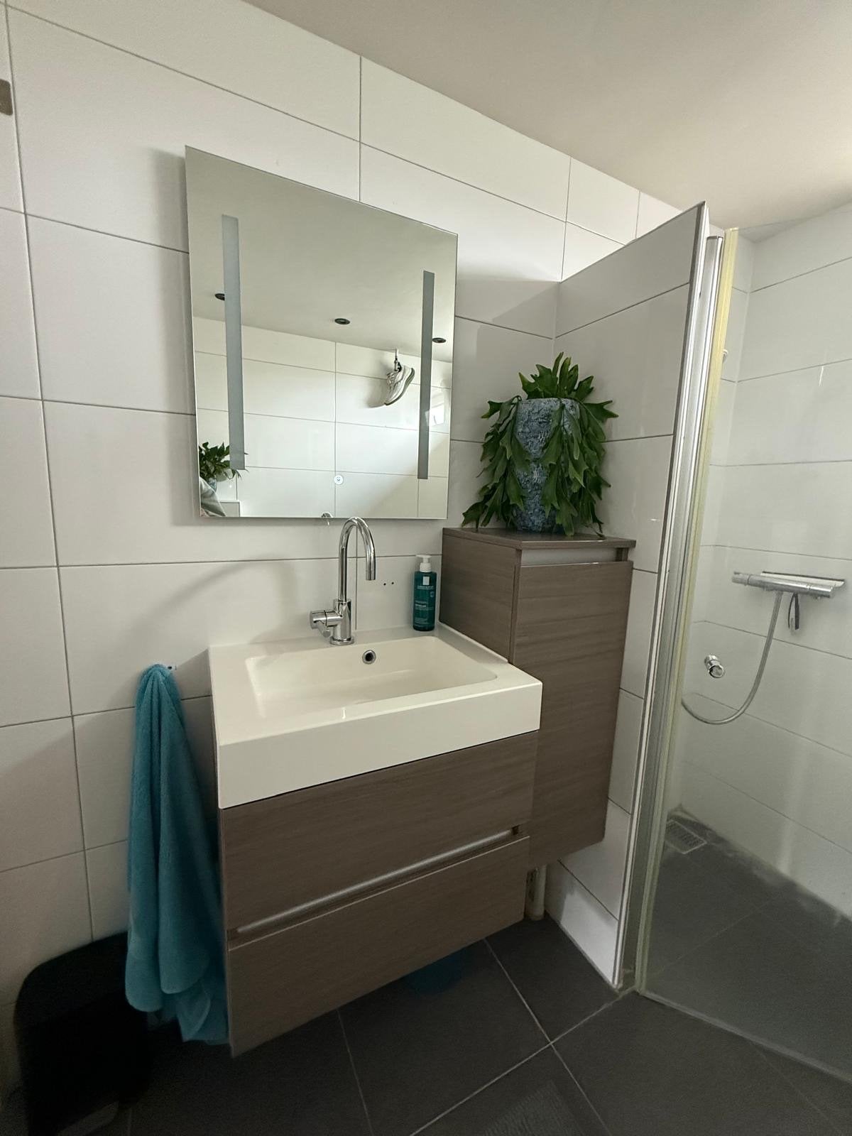 Badkamermeubel Bruynzeel met wastafel, spiegel en kraan, Huis en Inrichting, Ophalen, 50 tot 100 cm, Zo goed als nieuw, Minder dan 100 cm