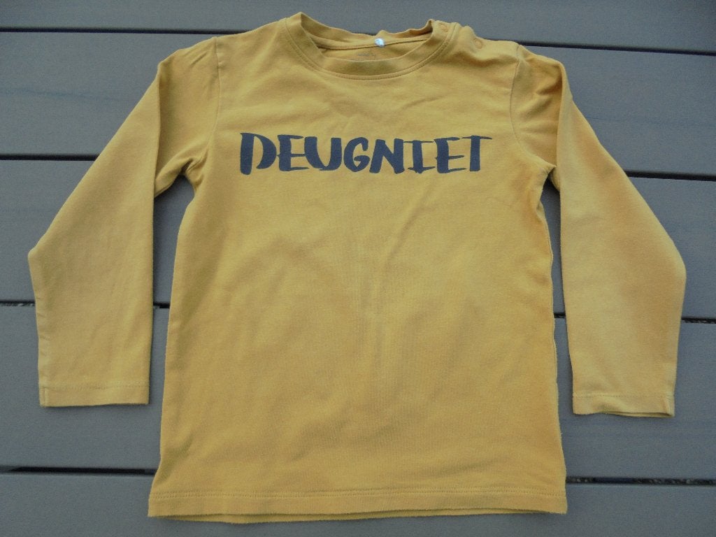 K73 Geel shirtje Prenatal maat 92, Kinderen en Baby's, Kinderkleding | Maat 92, Ophalen of Verzenden, Zo goed als nieuw, Prenatal