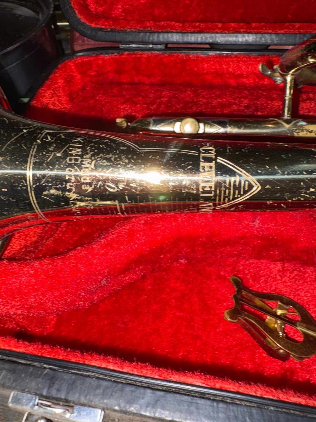 Vintage King Cleveland Cornet met koffer, Muziek en Instrumenten, Blaasinstrumenten | Trompetten, Gebruikt, Overige typen, Met koffer