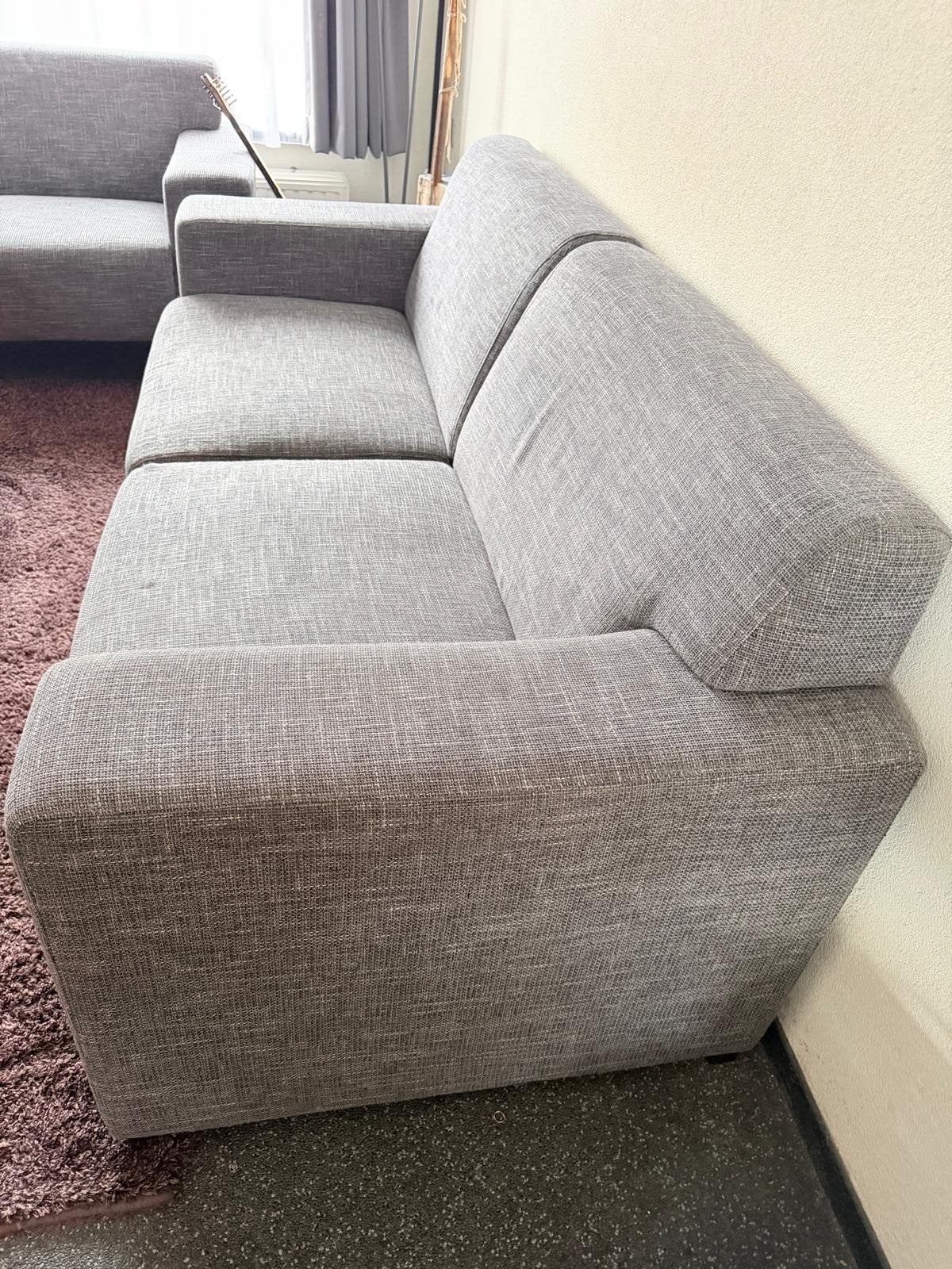 Comfortabel bankstel: 2-zits en 3-zits bank met mooie stof, Ophalen of Verzenden, Gebruikt, 75 tot 100 cm, Stof