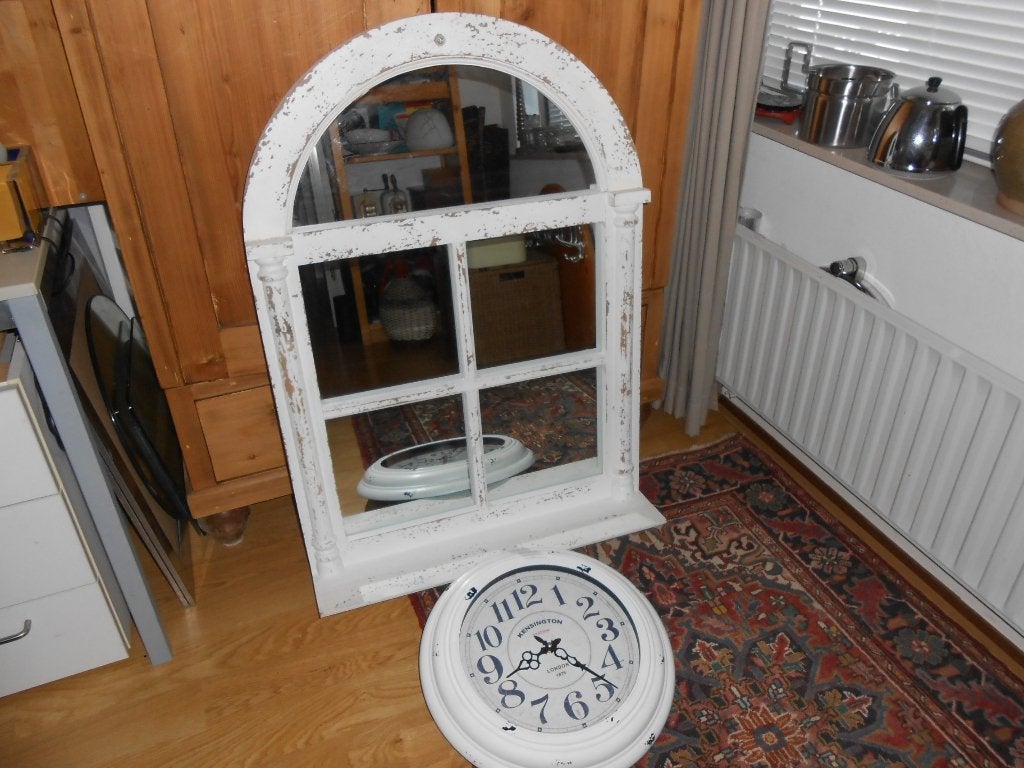 Houten wandspiegel met 5 glasdelen., Huis en Inrichting, Ophalen, Minder dan 50 cm, Gebruikt, Minder dan 100 cm