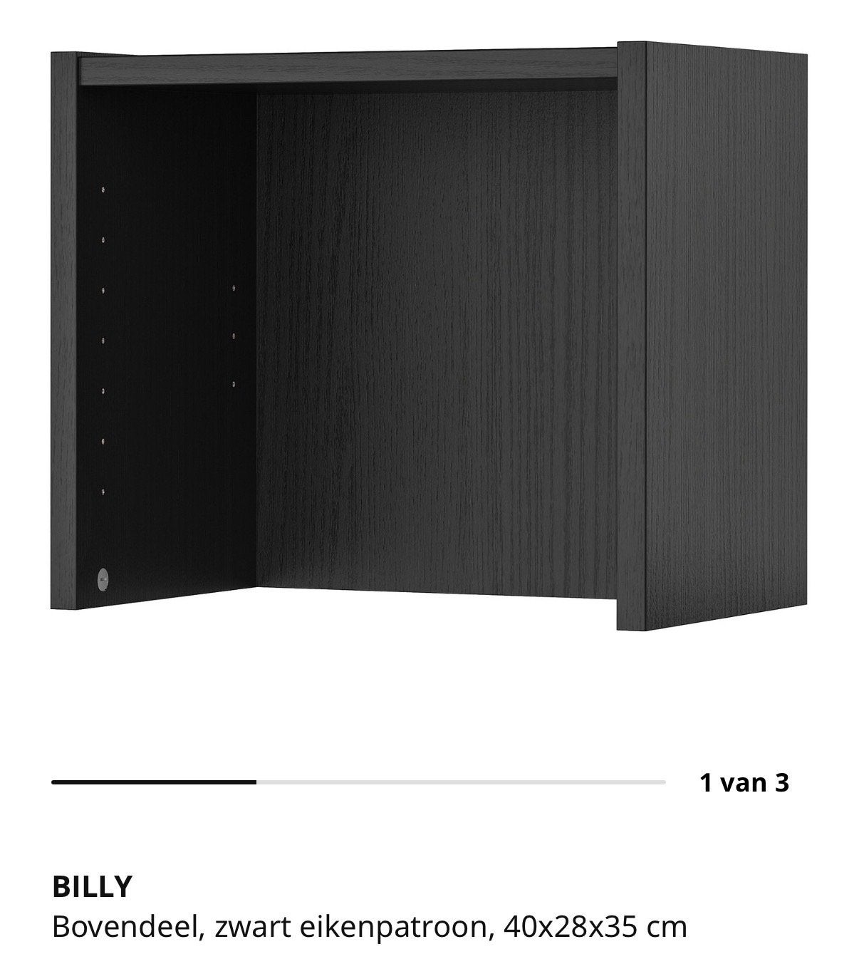 IKEA BILLY opzetstuk Zwart Eikenpatroon 40x28x35 cm, Ophalen, Minder dan 50 cm, Gebruikt, Minder dan 100 cm