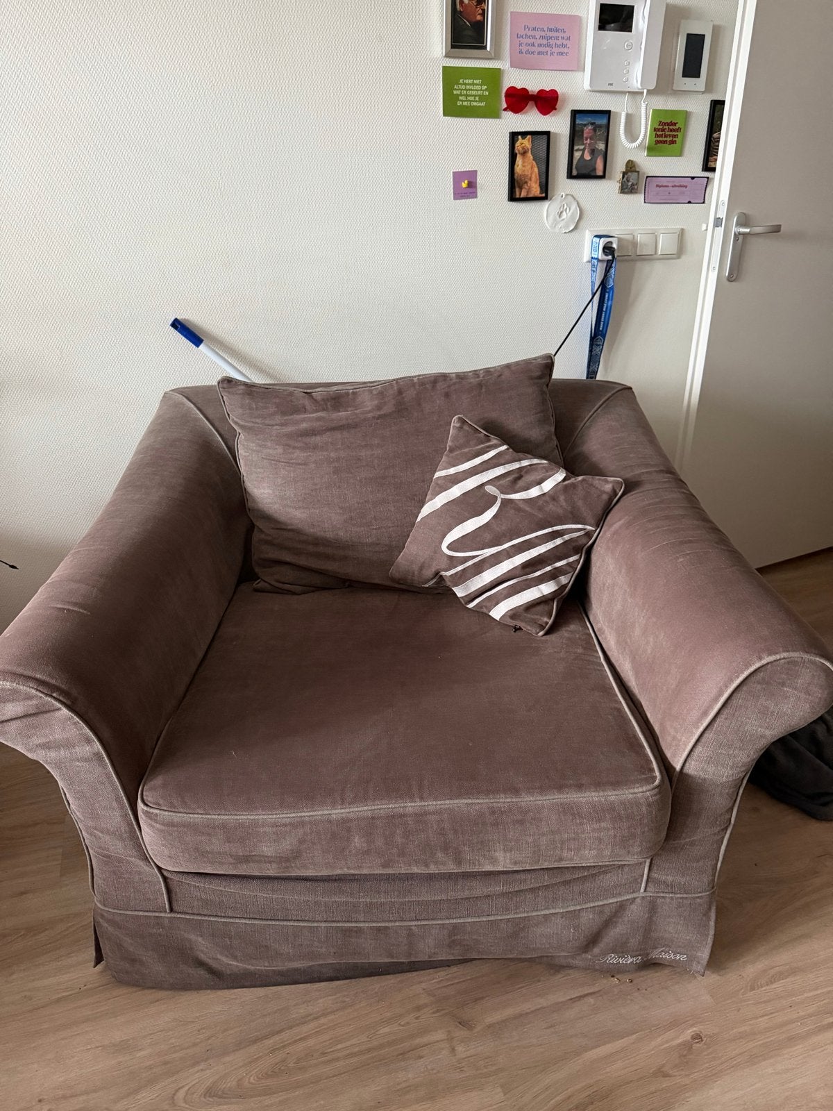 2x fauteuil - zeer goede staat. Hoezen van riviera maison, Huis en Inrichting, Ophalen, Gebruikt, Stof, 100 tot 125 cm