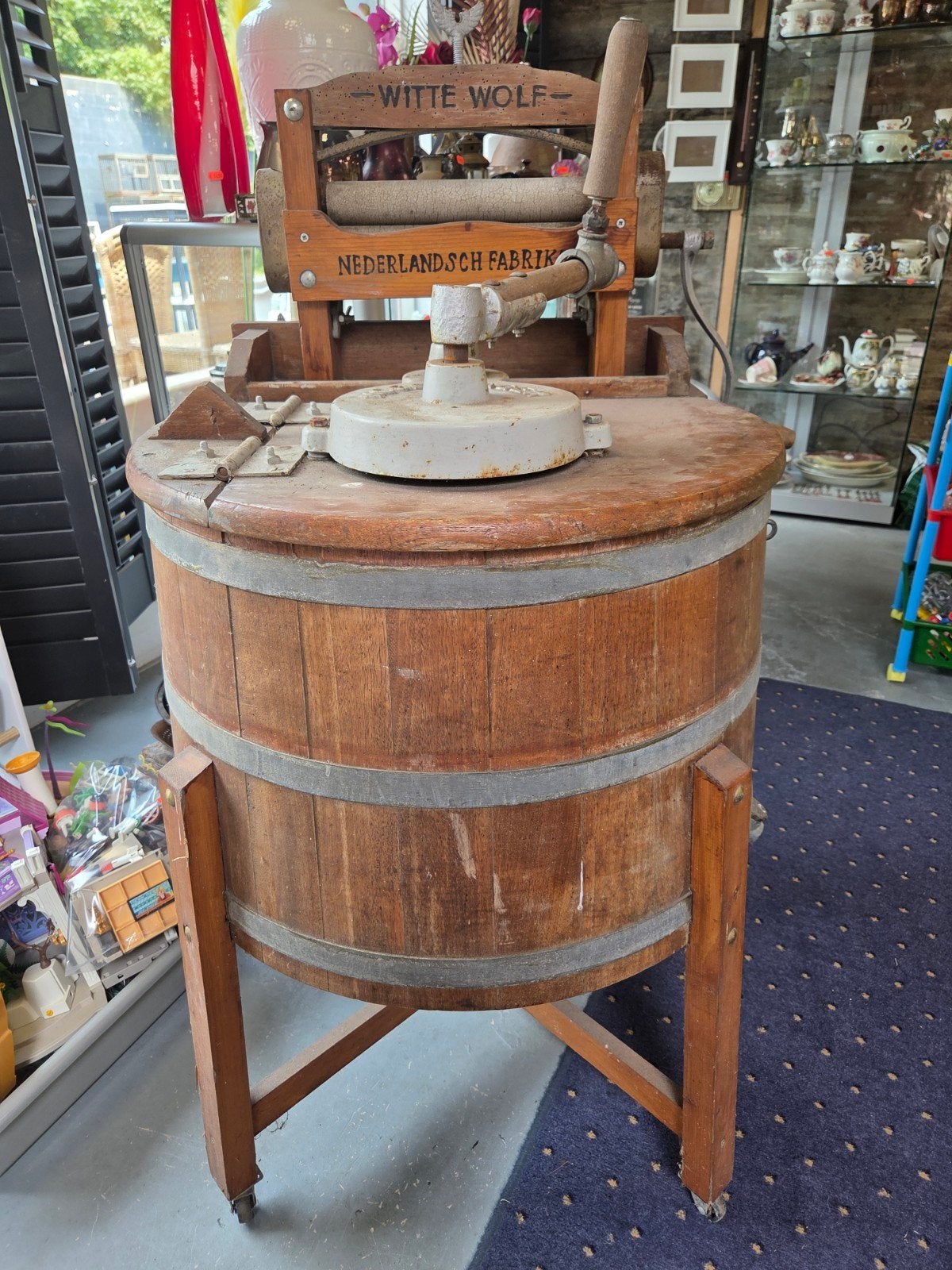 Antieke Witte Wolf wasmachine met wringer, Ophalen