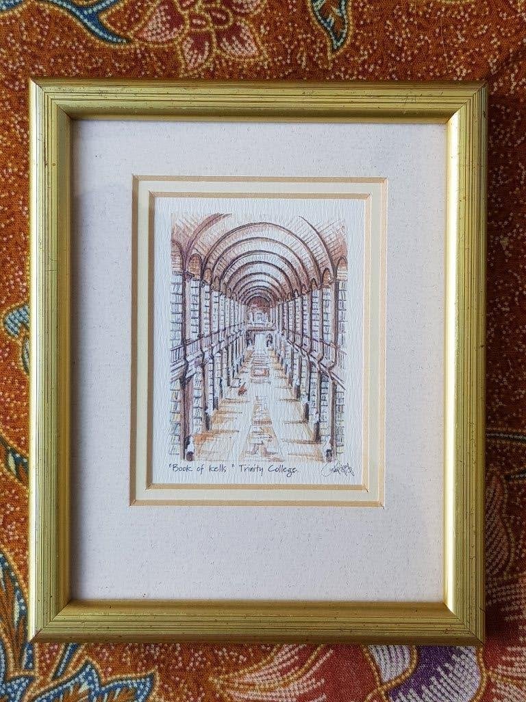 Vier mooie originele ingelijste vintage prenten uit Ierland., Ophalen of Verzenden