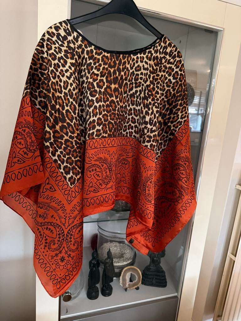 Poncho tuniek satijnlook luipaardprint maat 56/58, Ophalen of Verzenden, Nieuw, Overige kleuren, Blouse of Tuniek