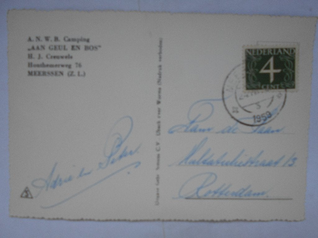 Meerssen ANWB Camping "Aan Geul en Bos" in Meerssen (Z.L.), Ophalen of Verzenden, 1940 tot 1960, Gelopen, Limburg