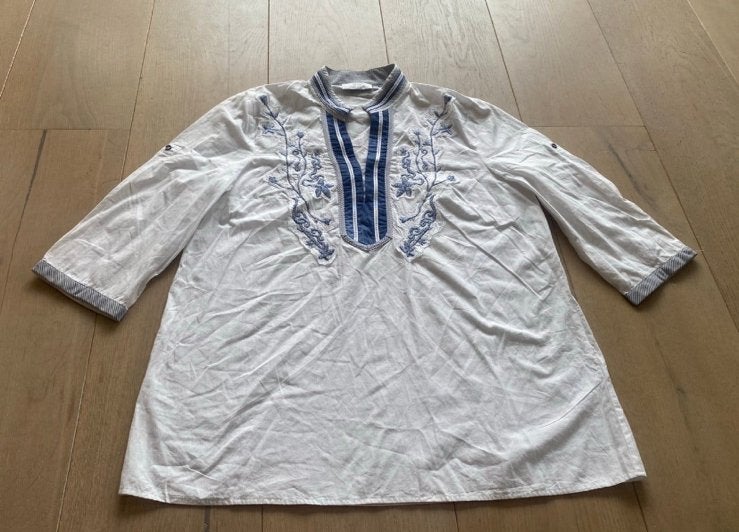 Just white blouse 42 nieuwstaat, Ophalen of Verzenden, Zo goed als nieuw, Maat 42/44 (L), Wit