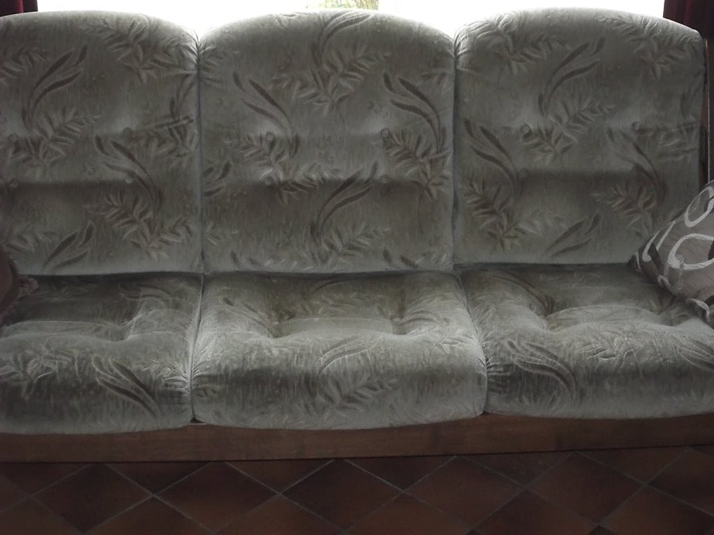 Mooi vintage eiken bankstel trijp velours mohair kussens, Huis en Inrichting, Ophalen, Gebruikt, Overige maten, 75 tot 100 cm