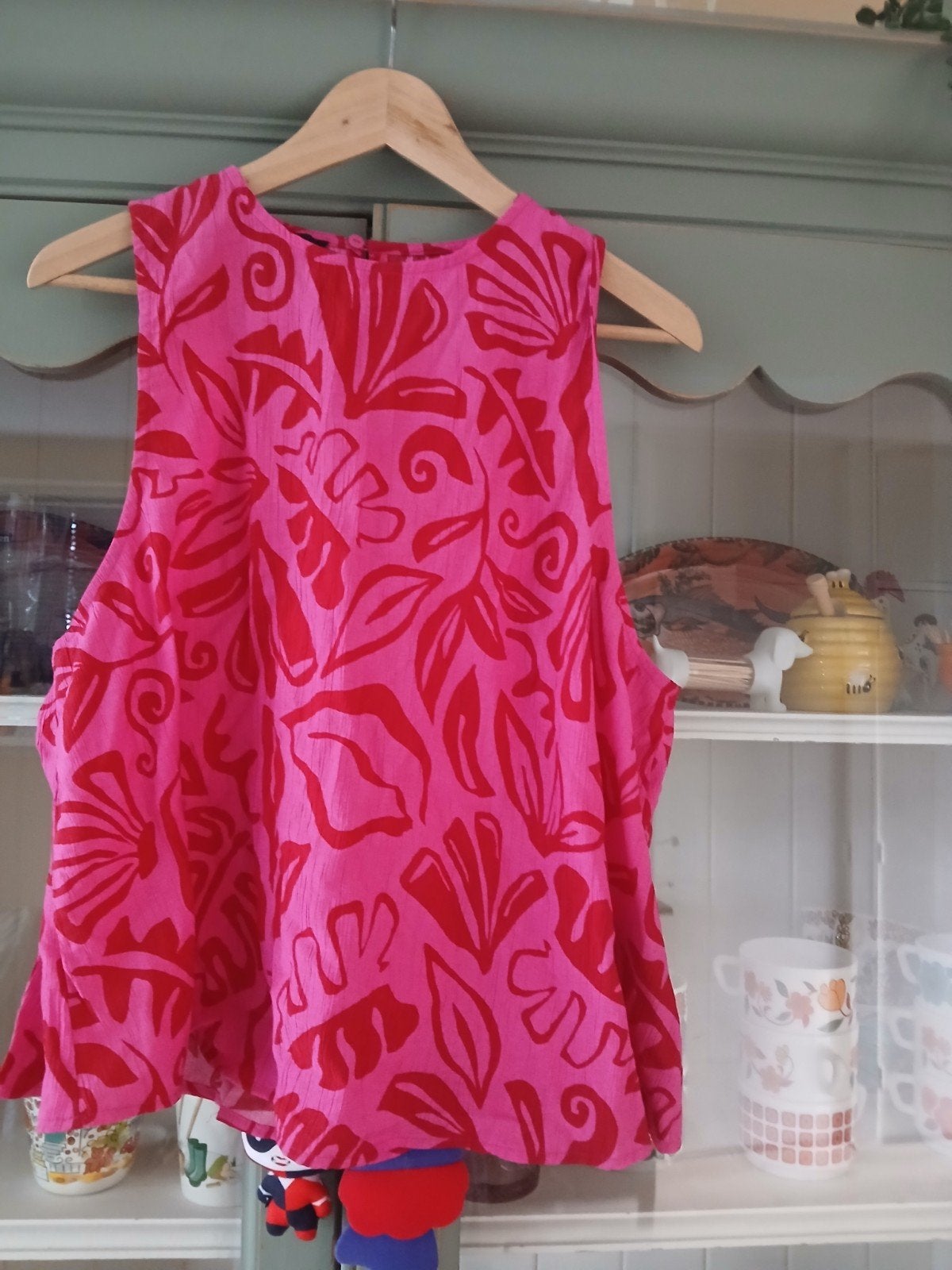 C&A top roze/rood 44, Maat 42/44 (L), Ophalen of Verzenden, Zo goed als nieuw, Zonder mouw