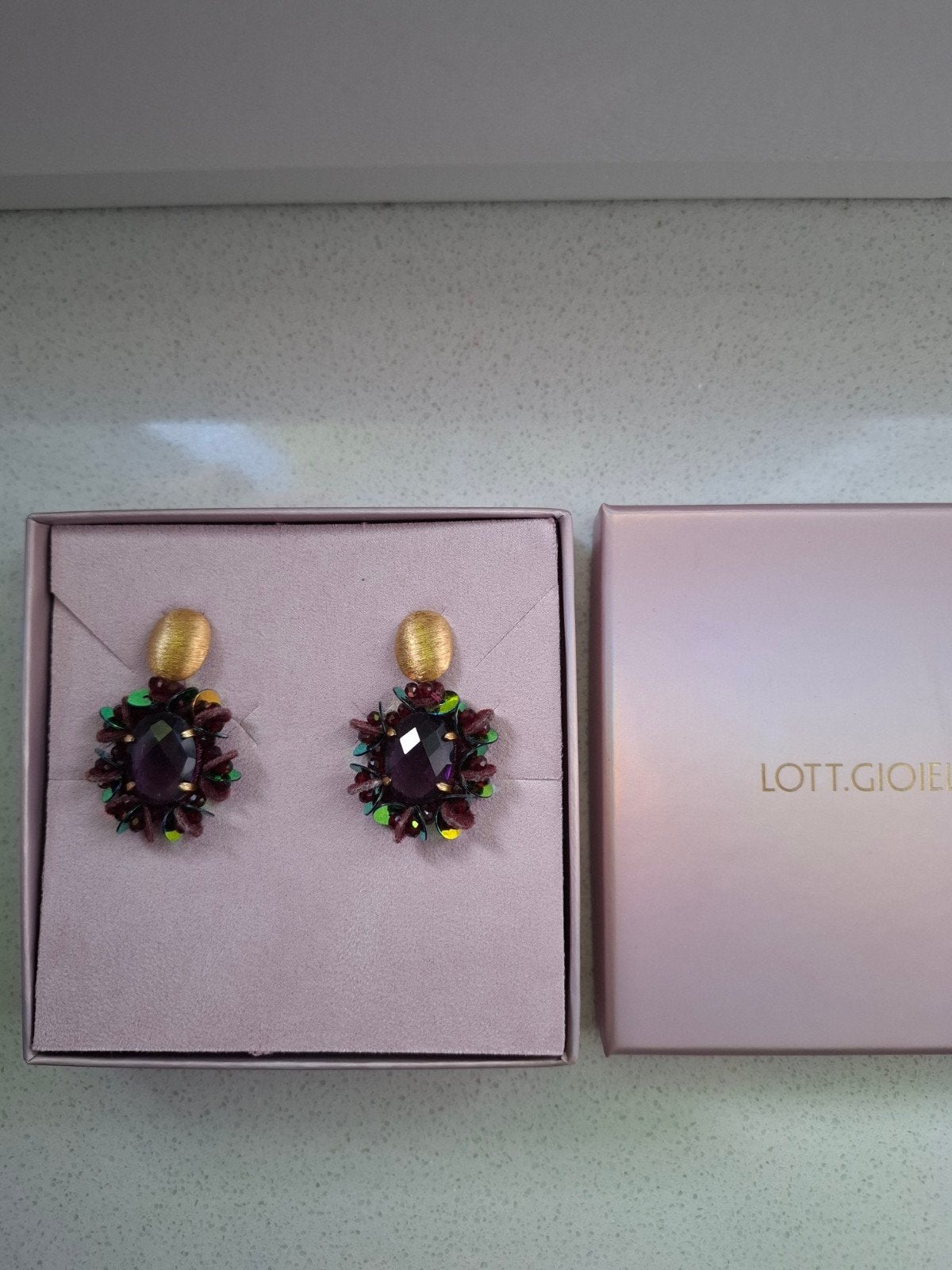 Lott Gioielli oorbellen, Sieraden, Tassen en Uiterlijk, Met kristal, Overige materialen, Hangers, Paars