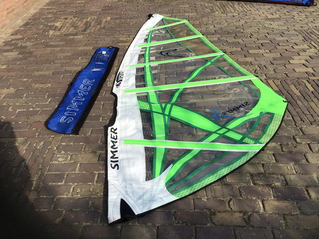 Surfzeil Simmer IOS Wave 4,0 meter met draagtas giek, mast,, Ophalen of Verzenden, Gebruikt, Zeil, Met draagtas