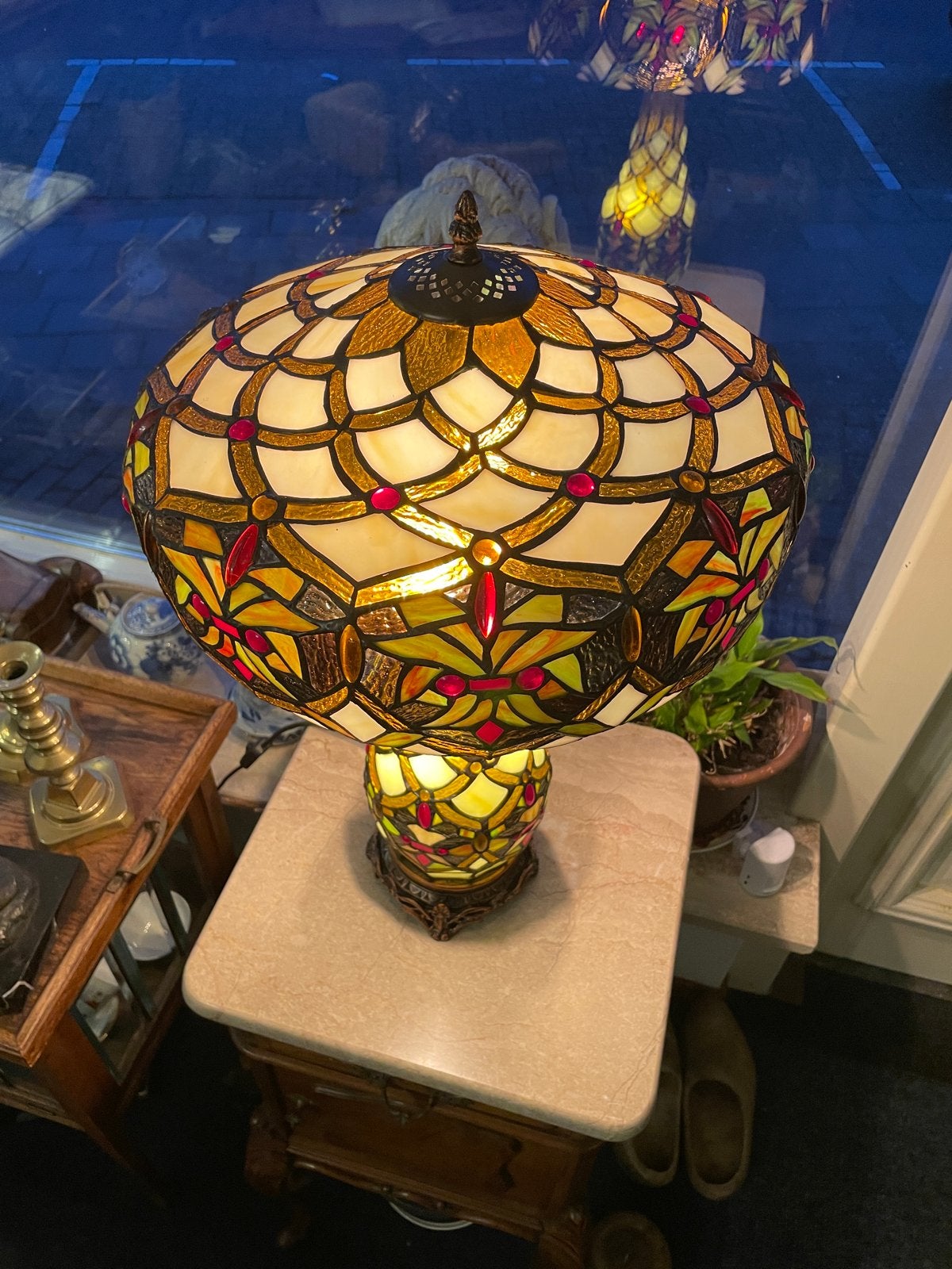Set van 2 Tiffany lampen - Paddenstoelmodel, Antiek en Kunst, Ophalen