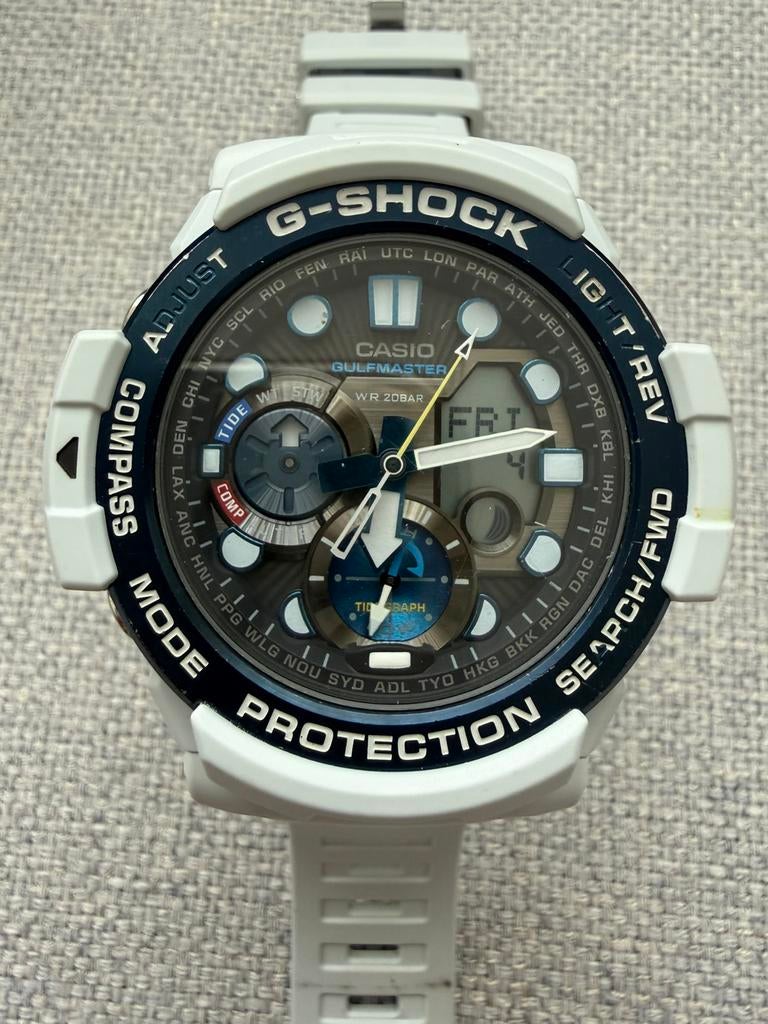 Casio G-Shock GN-1000C-8AER Gulfmaster Twin Sensor Wit Witte, Casio, Kunststof, Gebruikt, Verzenden