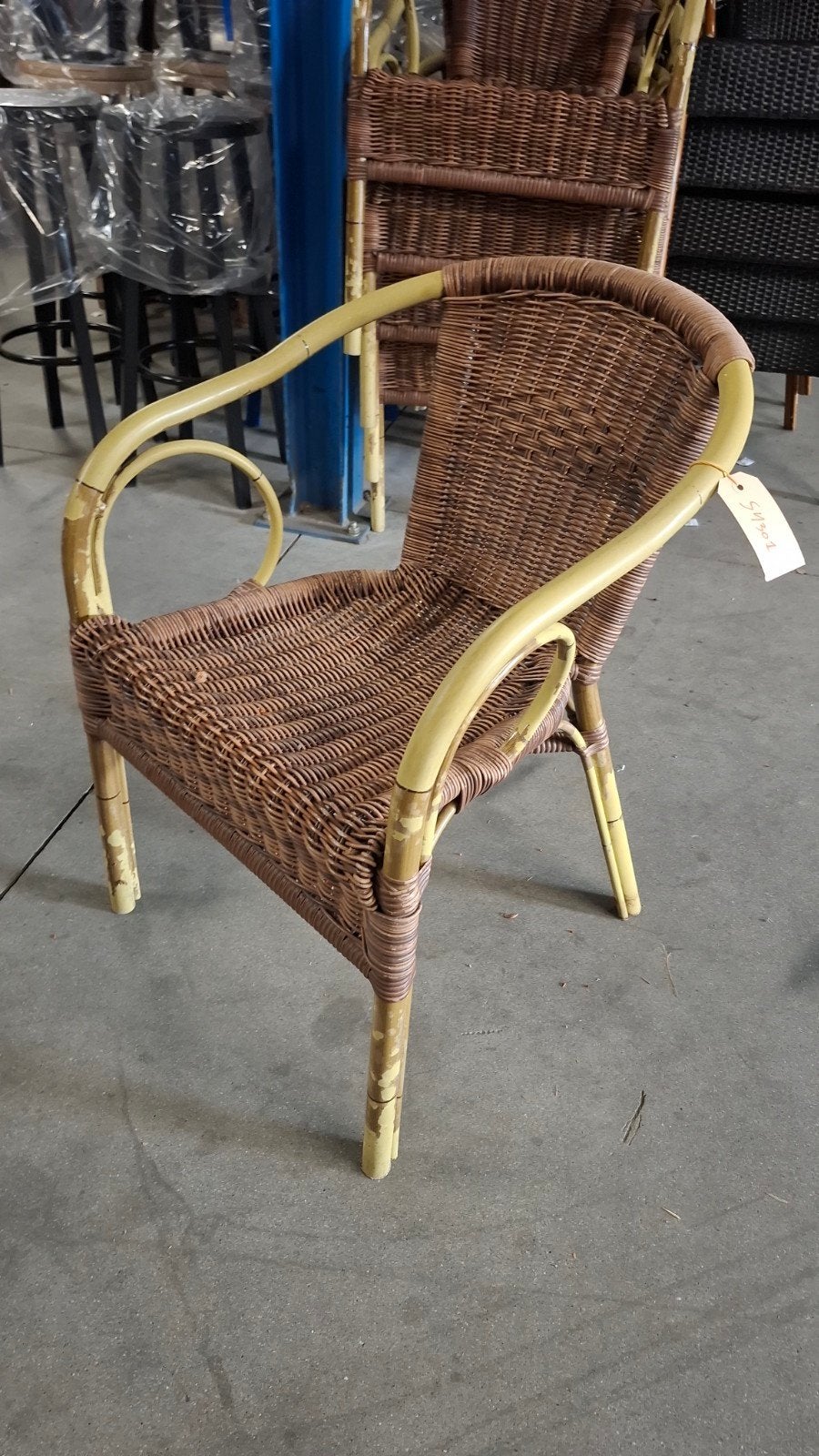 20 horeca terras outdoor stoelen rotan/bamboo stapelbaar, Kunststof, Gebruikt, Bruin, Ophalen of Verzenden