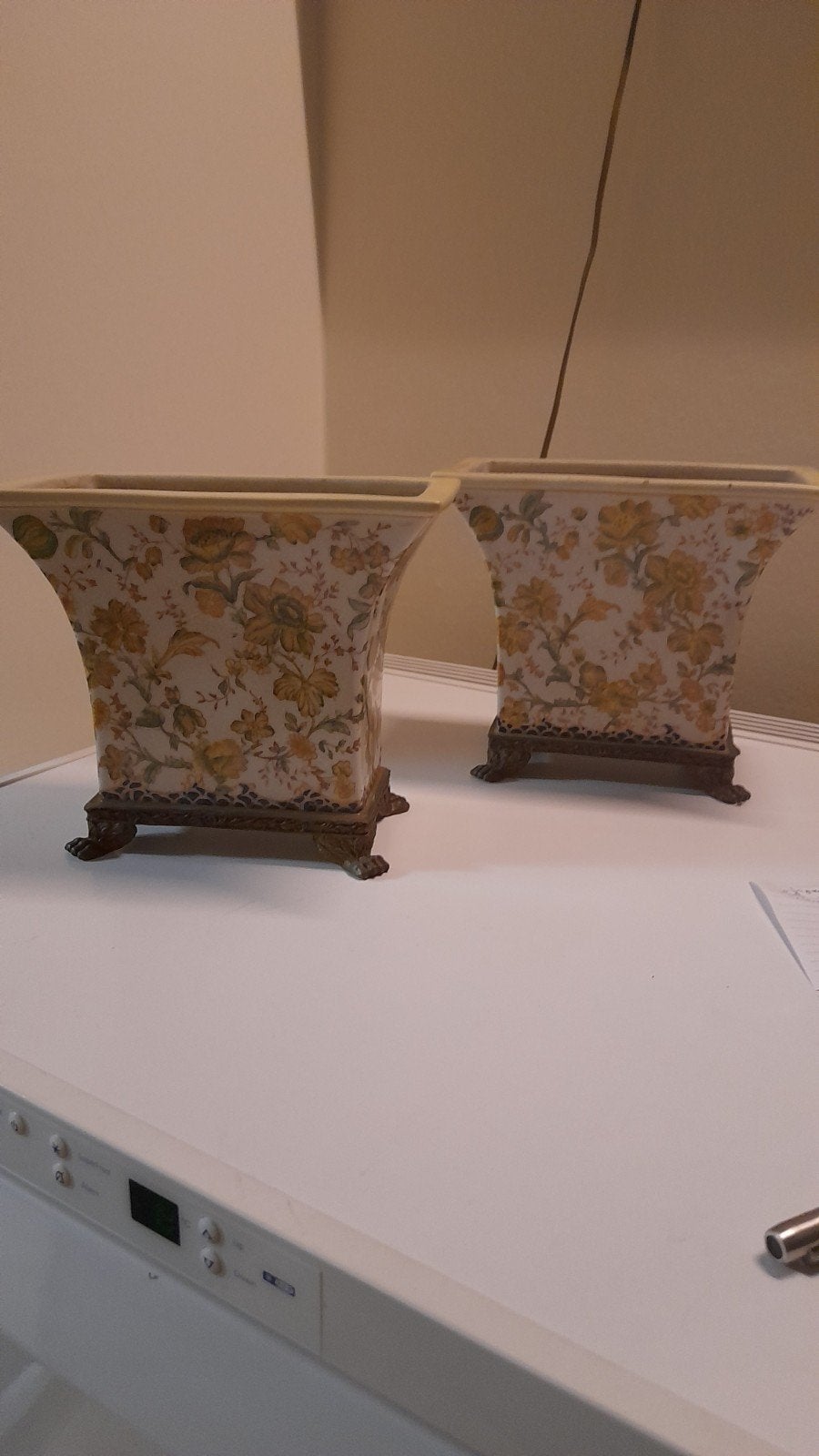 Set van 2 decoratieve vazen met bloemmotief, Ophalen of Verzenden