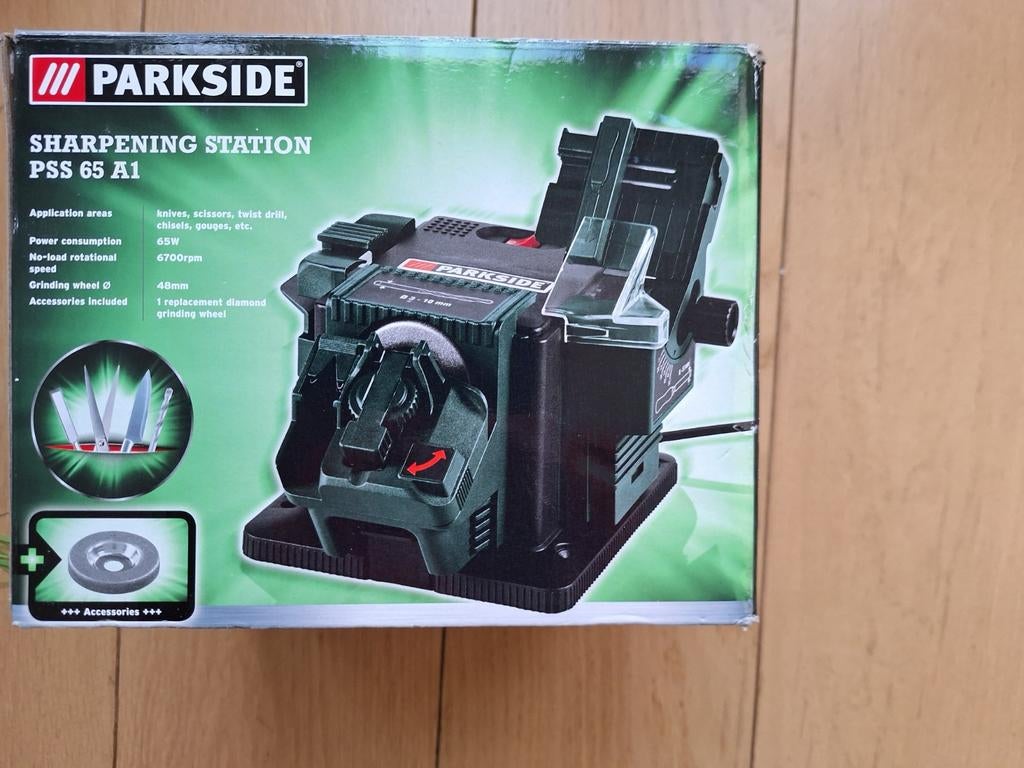 Parkside Sharpeningstation PSS 65A1 in doos, als nieuw, Ophalen of Verzenden, Zo goed als nieuw, Minder dan 700 watt, Haakse handslijpmachine